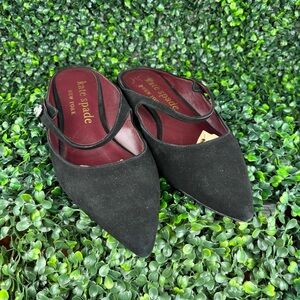 KATE SPADE NEW YORK MEG MULES FLATS BLACK SUEDES POINTED TOE SIZE 10Woman